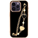 Onasi Trendy silikonski ovitek z zapestnico za iPhone 14 Plus 6.7 - črn s srčki | Shoptok.si
