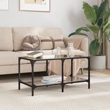 vidaXL Stolić za kavu s crnom staklenom površinom 78,5x40x40 cm čelik Cijene