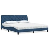  Postelja z vzmetnico modra 180x200 cm blago | Shoptok.si