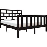  Okvir za krevet od masivne borovine crni 135x190 cm bračni | shoptok.hr