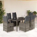 vidaXL Vrtna bistro garnitura 5-delna z blazinami siv poli ratan | Shoptok.si