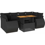  7-dijelni set vrtnih sofa od poliratana s jastucima crni | shoptok.hr