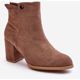 Kesi Suede women's high-heeled ankle boots Brown Selela | Shoptok.si