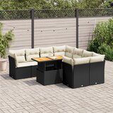 vidaXL 9-dijelni set vrtnih sofa s jastucima crni od poliratana | shoptok.hr