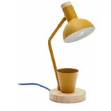 Kave Home Gorčično rumena namizna svetilka s kovinskim senčnikom (višina 37 cm) Katia –