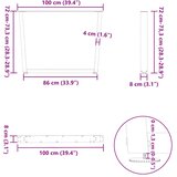  Noge za blagovaonski stol V-oblik 3 kom Crne 100 x (72-73,3) cm Čelik | shoptok.hr