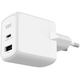 Ksix Gan ultrabrzi zidni punjač 45W PD & PPS, 1 x USB-C + 1 x USB-A, bijeli | shoptok.hr
