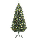 vidaXL Umjetno božićno drvce s LED žaruljicama i šiškama 180 cm | shoptok.hr