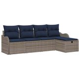 vidaXL Vrtna sedežna garnitura z blazino 5 pcs Siva in mornarsko modra, (5000063447) | Shoptok.si