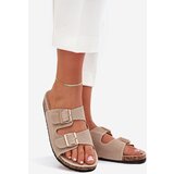 Boto Women's Sandals With Golden Buckles And Stitching Beige Lunera | shoptok.hr
