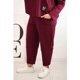 Kesi Włoski Plus Size women's set butter sweatshirt and pants with pockets plum | Shoptok.si