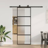 vidaXL drsna vrata z opremo črna 76x205 cm kaljeno steklo Cene