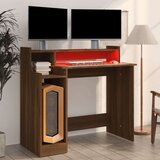 vidaXL radni stol s led svjetlima smeđa boja hrasta 97x45x90 cm drveni | shoptok.hr