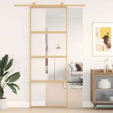 vidaXL Drsna vrata zlata 76x205 cm prozorno ESG steklo in aluminij | Shoptok.si