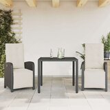  3-dijelni bistro set s jastucima crni od poliratana | shoptok.hr