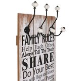  Zidna vješalica za kapute sa 6 kuka "FAMILY RULES" 120 x 40 cm | shoptok.hr
