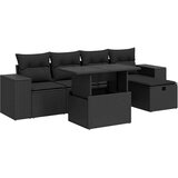  6-dijelni set vrtnih sofa s jastucima crni od poliratana Slike