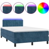 vidaXL Box spring postelja z vzmetnico LED tem. modra 120x190 cm žamet, (21111958) Cene