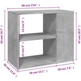  Bočni ormarić boja betona 60 x 30 x 50 cm konstruirano drvo | shoptok.hr