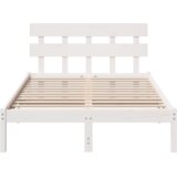 vidaXL Posteljni okvir z naslonjalom Bel 120x200 cm Trden borov les | Shoptok.si