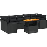 Maison Chic Seti vrtnega pohištva - Vrtna garnitura - Vrtni pohištvo set 8-delna z blazinami črn poli ratan, (21800801) | Shoptok.si
