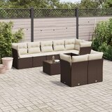 vidaXL 9-dijelni set vrtnih sofa s jastucima poliratan smeđi | shoptok.hr