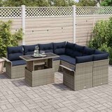  Vrtna sedežna garnitura z blazino 9 pcs Siva Poly ratan, (5000143141) | Shoptok.si