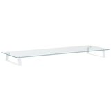  Stalak za monitor bijeli 100x35x8 cm kaljeno staklo i metal | shoptok.hr