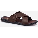 Big Star Leather Men Slippers With Buckle Cene