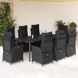 vidaXL 9-dijelni vrtni blagovaonski set s jastucima crni od poliratana | shoptok.hr