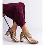 Gemre Gold pumps with decorative buckles Izida | Shoptok.si