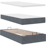 vidaXL Otomanski posteljni okvir z vzmetnicami siv 90x200cm žamet | Shoptok.si