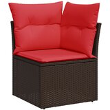 vidaXL Kutna vrtna sofa od poliratana s jastucima smeđa | shoptok.hr