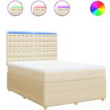 vidaXL Box spring postelja z vzmetnico krem 140x200 cm blago, (21307946) | Shoptok.si