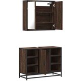  2-dijelni set kupaonskog namještaja boja smeđeg hrasta drveni | shoptok.hr