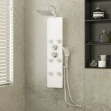 vidaXL Panelna enota za tuš steklo 25x47,5x130 cm bela | Shoptok.si