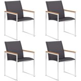 Maison Chic Vrtni stoli - Stol za vrt 4 kosi tekstil in nerjaveče jeklo sive barve JS1587, (21878350) | Shoptok.si