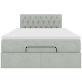 vidaXL Otomanski posteljni okvir z vzmetnico siv 120x190 cm žamet | Shoptok.si