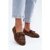 Boto Women's Loafers with Fringes and Bow Dark Green Olivianne | Shoptok.si