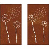  Vrtni zidni ukrasi 2 kom 105x55 cm čelik COR-TEN cvjetni uzorak Smeđa | shoptok.hr