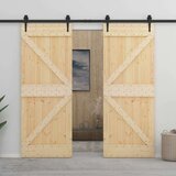  Drsna vrata s kompletom vodil 90x210 cm trdna borovina Cene