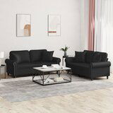 vidaXL 2-dijelni set sofa s jastucima crni od umjetne kože | shoptok.hr