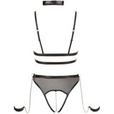 Cottelli Bondage - odprto telo z naramnicami in verigami (črno) | Shoptok.si