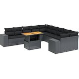 Maison Chic Seti vrtnega pohištva - Vrtna garnitura - Vrtni pohištvo set 11-delna z blazinami črn poli ratan, (21815102) | Shoptok.si