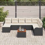 vidaXL Vrtna sedežna garnitura 9 pcs Črna, bela Velik | Shoptok.si