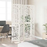 Sobna pregrada s 4 panela bijela od masivnog drva paulovnije 40 x 200 cm | Shoptok.si