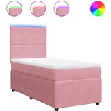 vidaXL Box spring postelja z vzmetnico roza 90x190 cm žamet, (21308326) | Shoptok.si