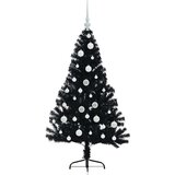 vidaXL Umjetna preddekorirana božićna jelka Črna 120 cm PVC | Shoptok.si