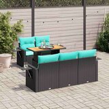  Vrtna sedežna garnitura 6-delna z blazinami črna poli ratan, (22047842) | Shoptok.si