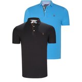 Dewberry DUAL SET T8582 MENS T-SHIRT-BLACK-DARK TURQUOISE Cene
